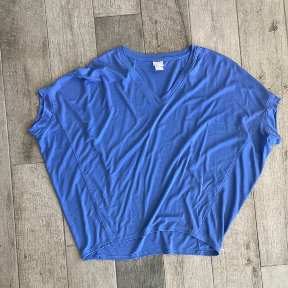 Chico's Blue Dolman Sleeve Boxy T-Shirt